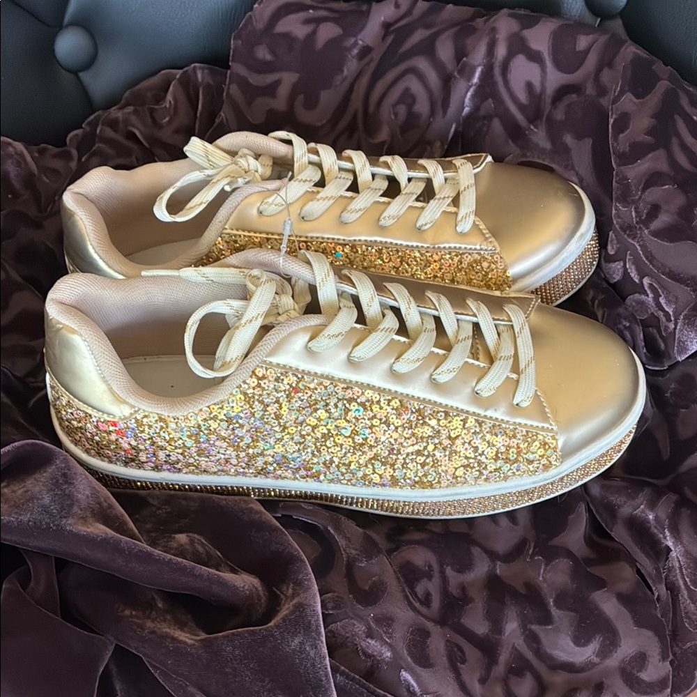 Gold Sequin Women's Sneakers